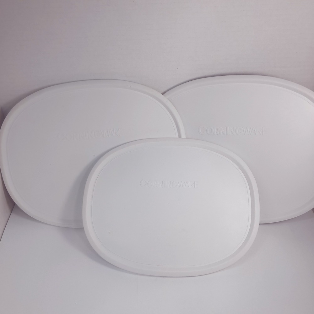 Corning Ware set 3 lids f-12-pc f-2-pc white oval cover casserole baking dish